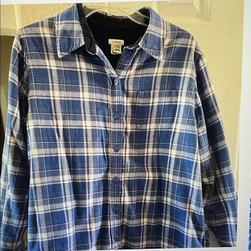 L. L. BEAN Fleece lined long sleeve plaid shirt/shacket M